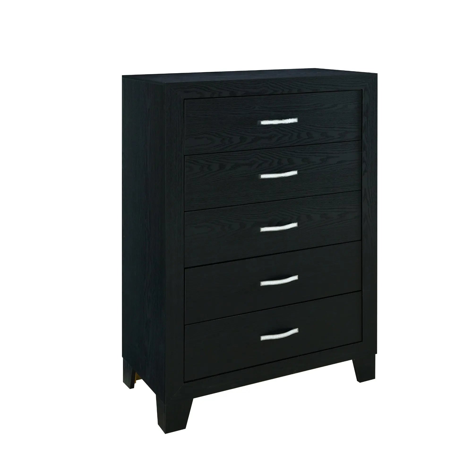 49" Black Wood Five Drawer Dresser Homeroots Bed & Bath