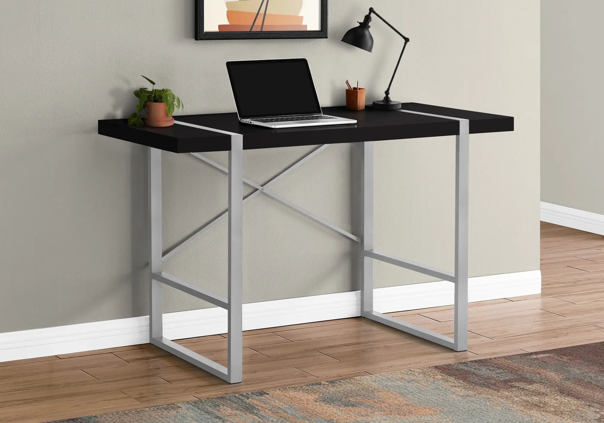 49" Black and Silver Computer Desk Homeroots Office