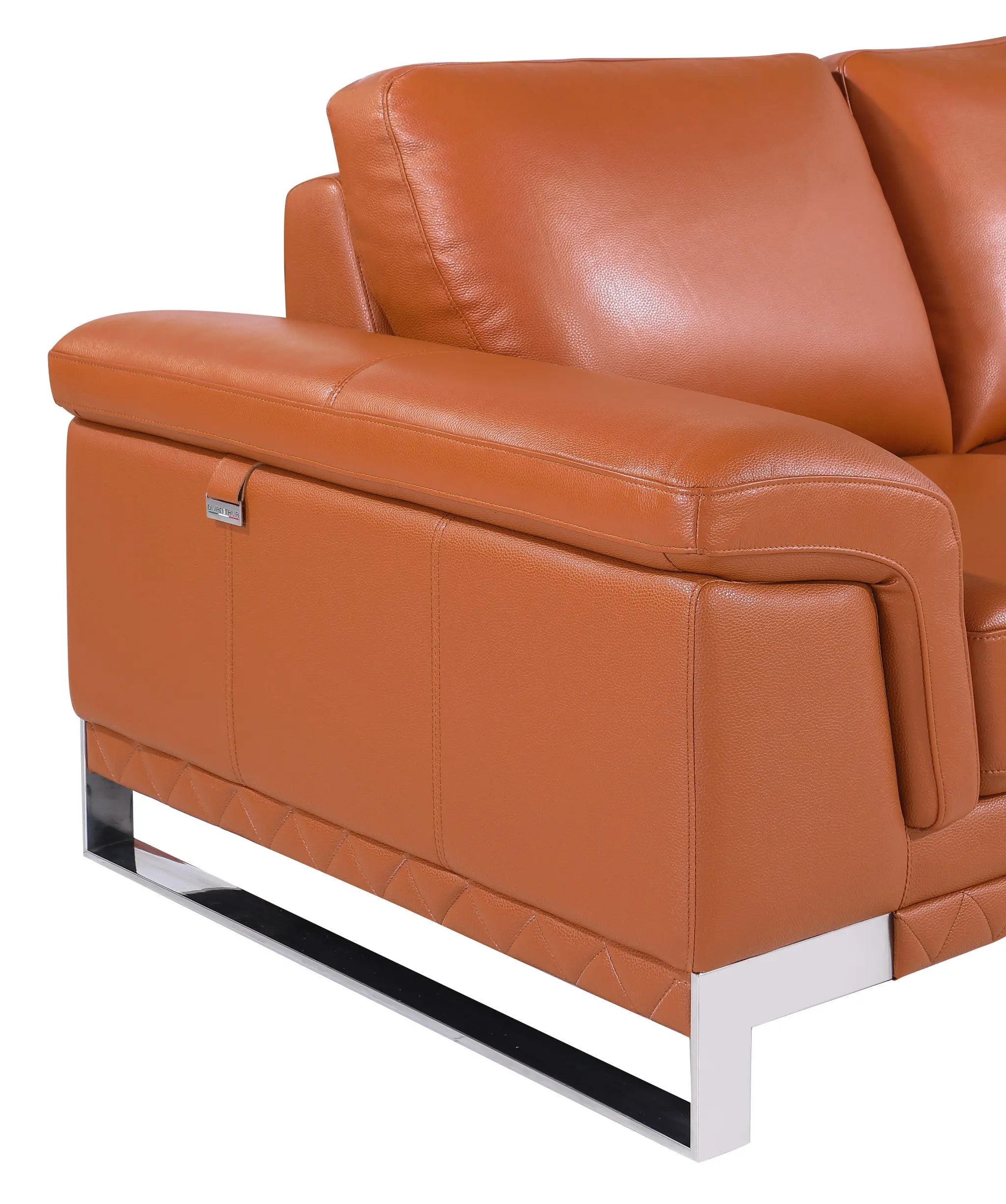 49" Brown And Silver Genuine Leather Arm Chair Homeroots Living Room