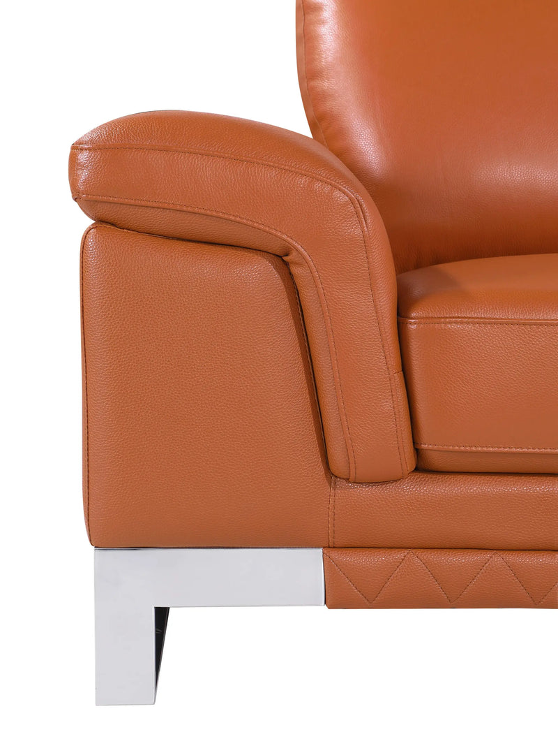 49" Brown And Silver Genuine Leather Arm Chair Homeroots Living Room