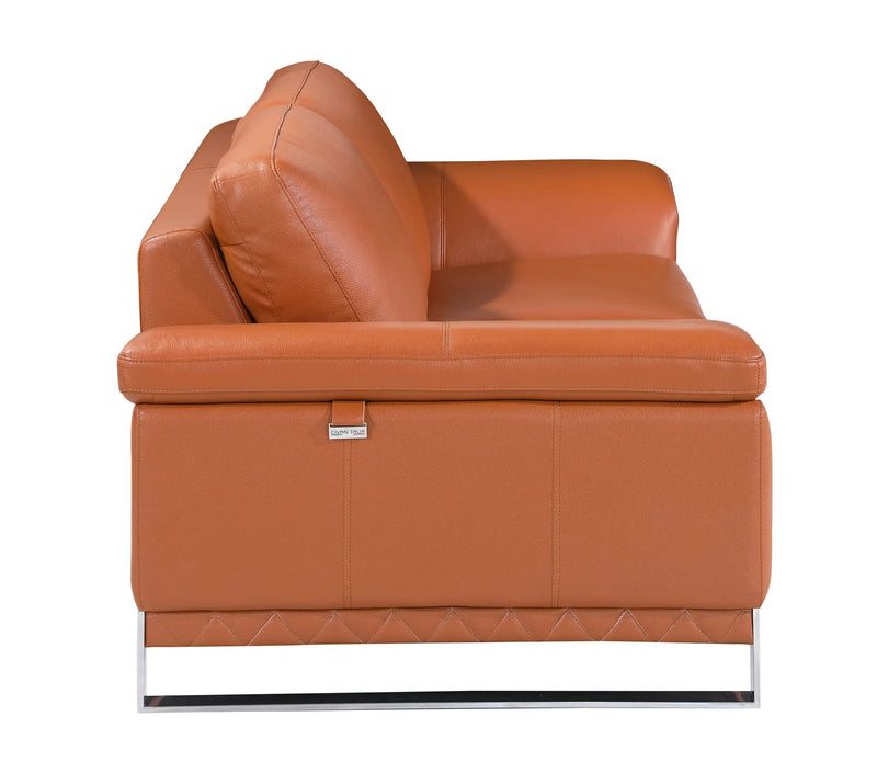 49" Brown And Silver Genuine Leather Arm Chair Homeroots Living Room