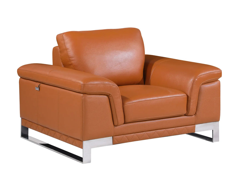 49" Brown And Silver Genuine Leather Arm Chair Homeroots Living Room