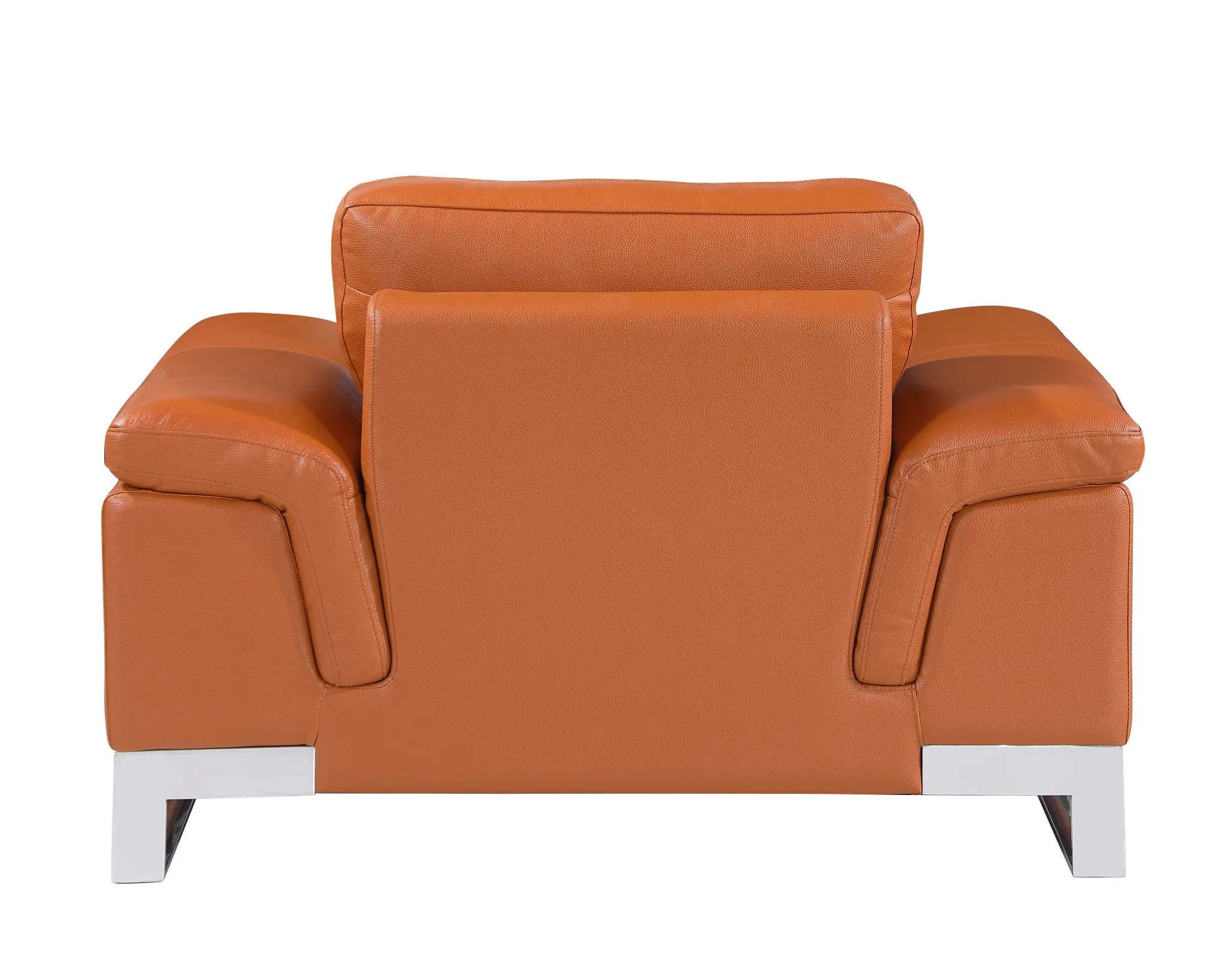 49" Brown And Silver Genuine Leather Arm Chair Homeroots Living Room