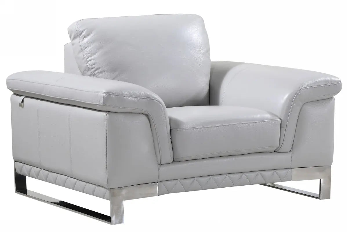 49" Dark Gray And Silver Genuine Leather Arm Chair Homeroots Living Room