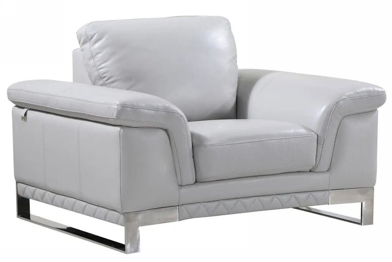 49" Dark Gray And Silver Genuine Leather Arm Chair Homeroots Living Room