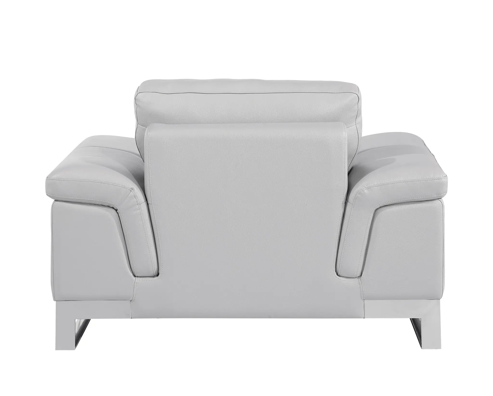 49" Dark Gray And Silver Genuine Leather Arm Chair Homeroots Living Room