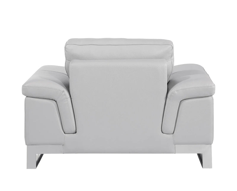 49" Dark Gray And Silver Genuine Leather Arm Chair Homeroots Living Room