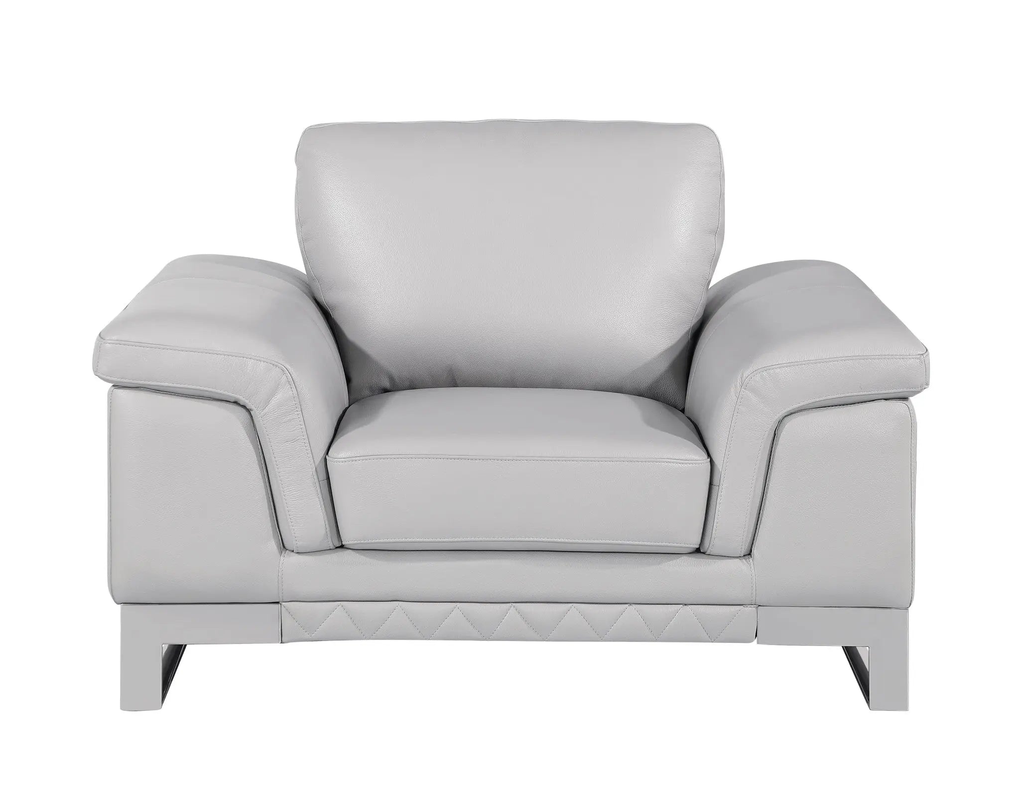 49" Dark Gray And Silver Genuine Leather Arm Chair Homeroots Living Room