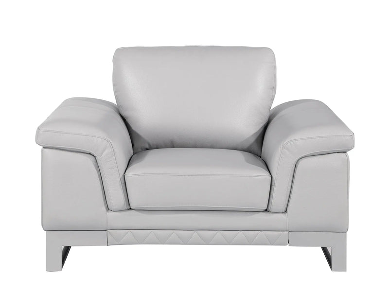 49" Dark Gray And Silver Genuine Leather Arm Chair Homeroots Living Room