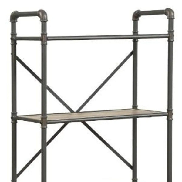 49" Gray Brown Metal Four Tier Etagere Bookcase Homeroots Office