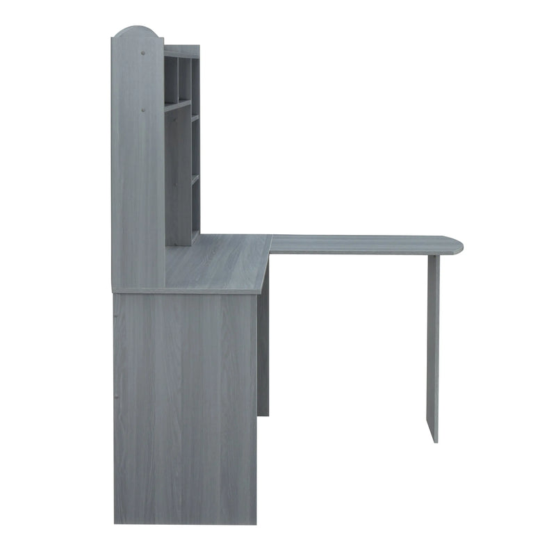 49" Gray Wood L Shape Computer Desk With Hutch Homeroots Office