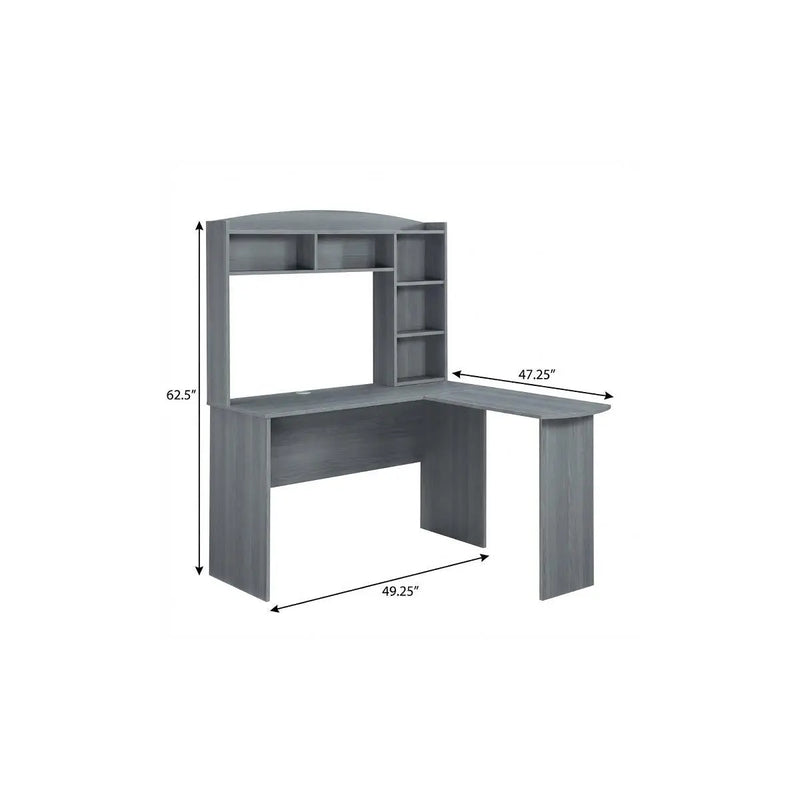 49" Gray Wood L Shape Computer Desk With Hutch Homeroots Office