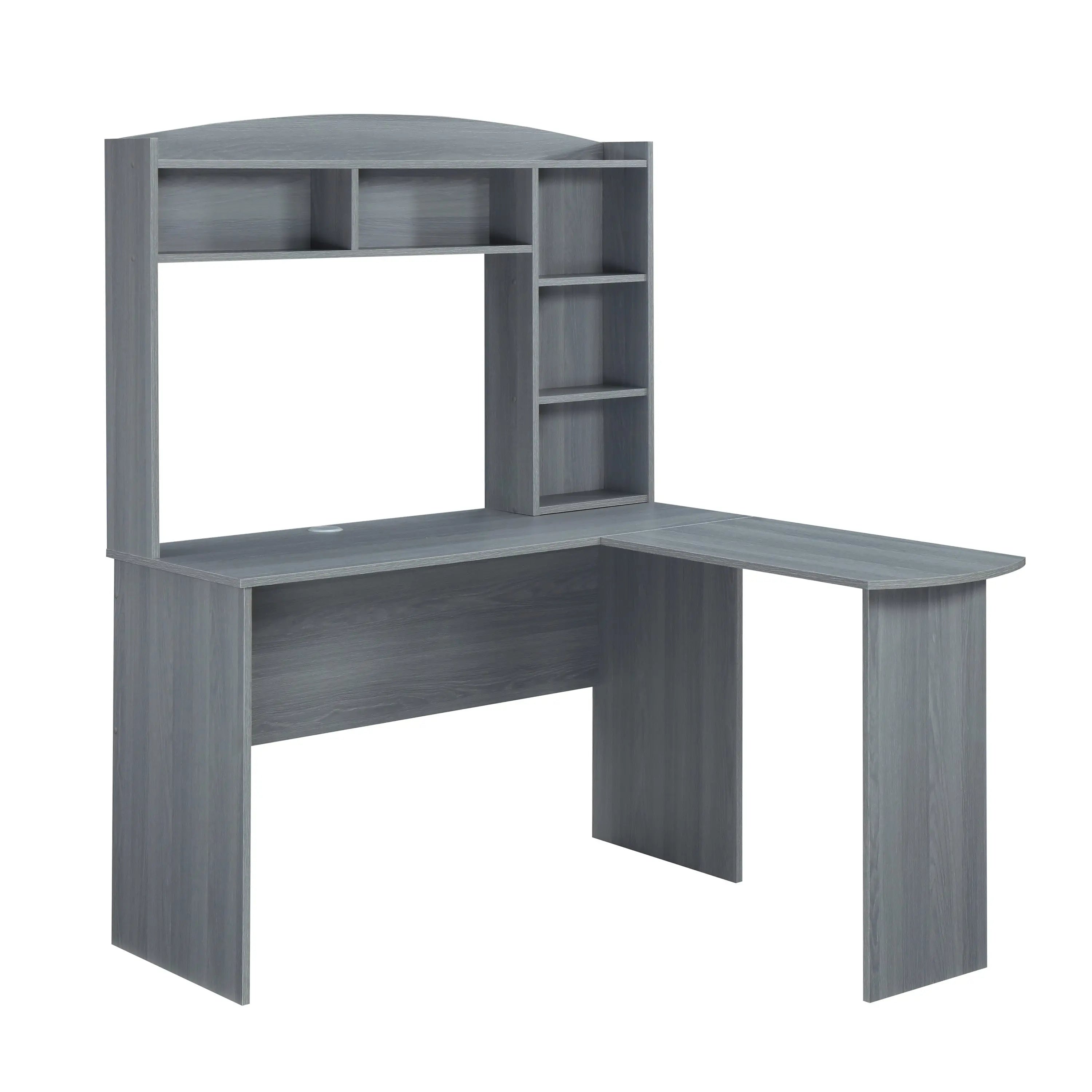 49" Gray Wood L Shape Computer Desk With Hutch Homeroots Office