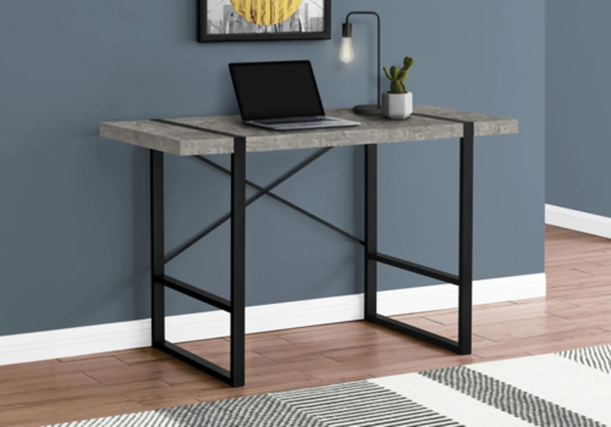 49" Gray and Black Computer Desk Homeroots Office