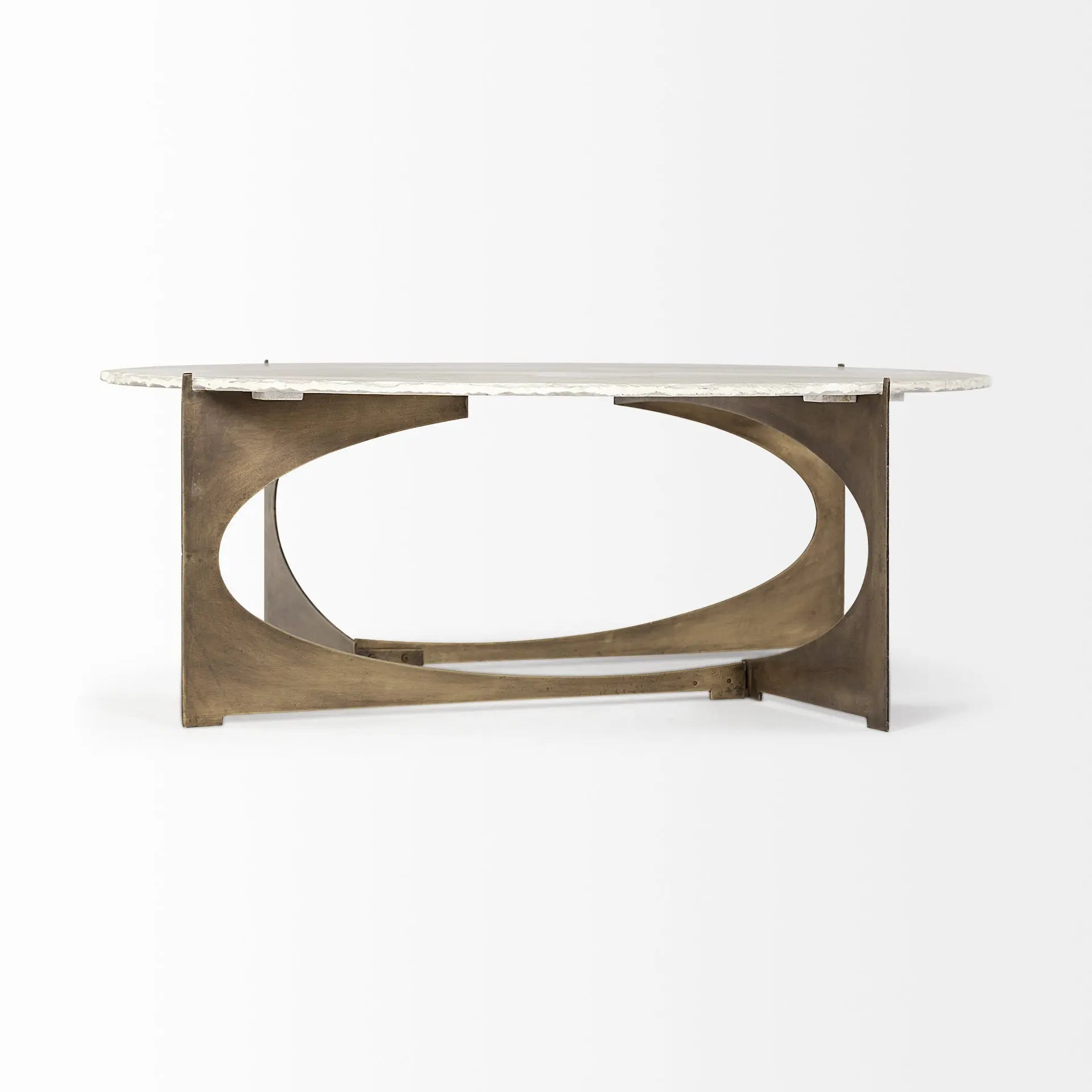 49" Round White Marble Top Gold And Metal Base Coffee Table Homeroots Living Room