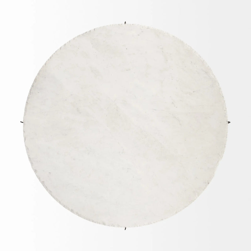 49" Round White Marble Top Gold And Metal Base Coffee Table Homeroots Living Room