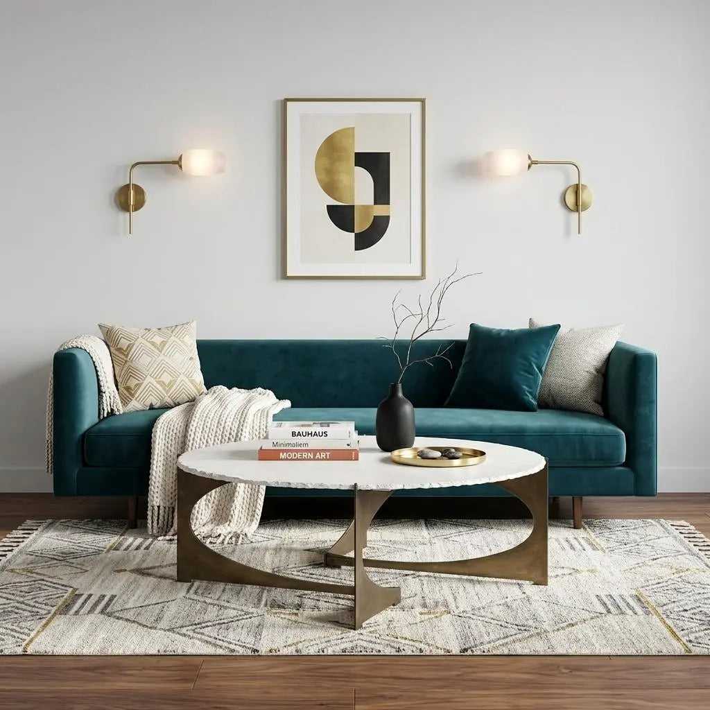 49" Round White Marble Top Gold And Metal Base Coffee Table Homeroots Living Room