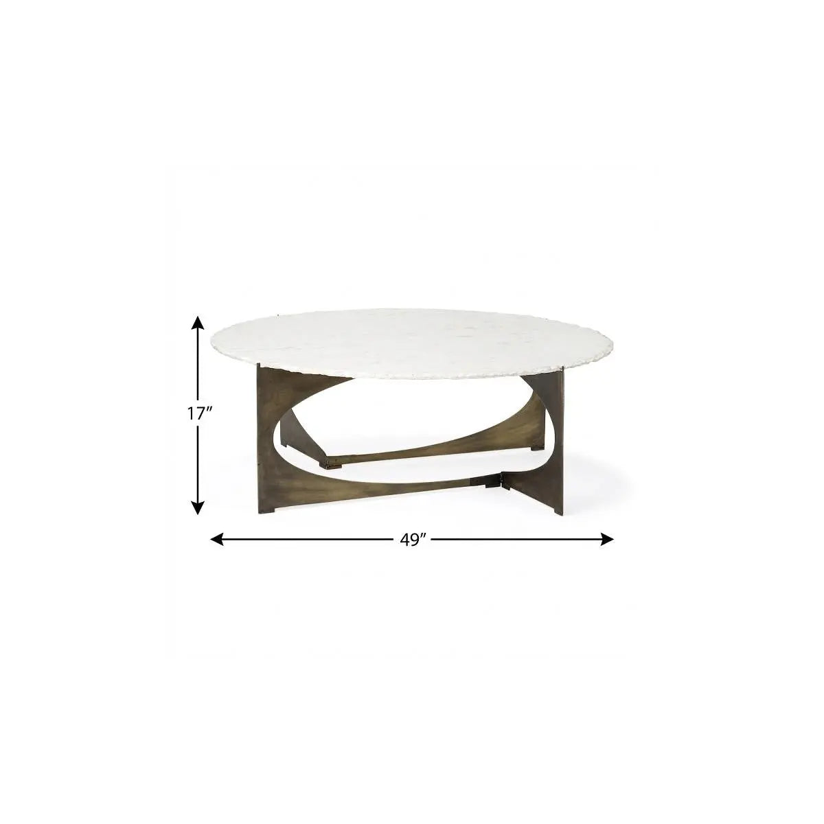 49" Round White Marble Top Gold And Metal Base Coffee Table Homeroots Living Room