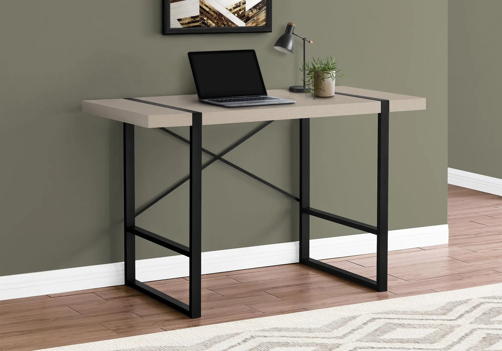 49" Taupe and Black Computer Desk Homeroots Office