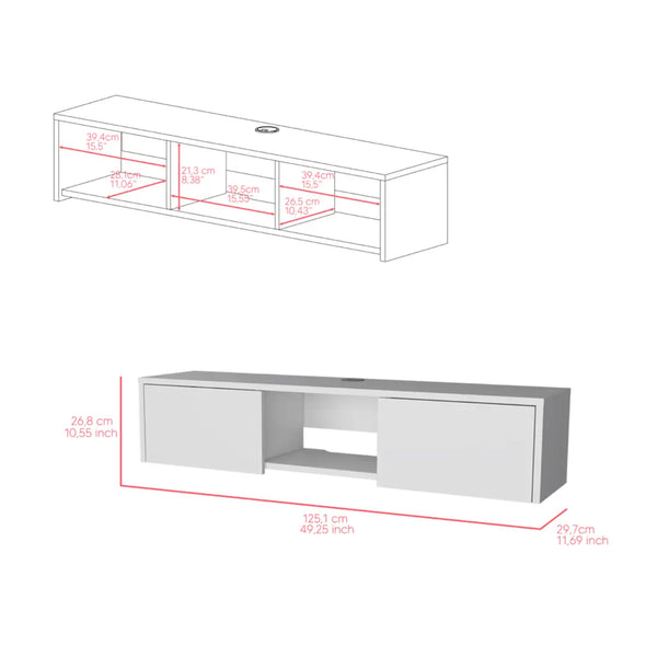 49" White Floating Mount TV Stand - GreatEagleInc