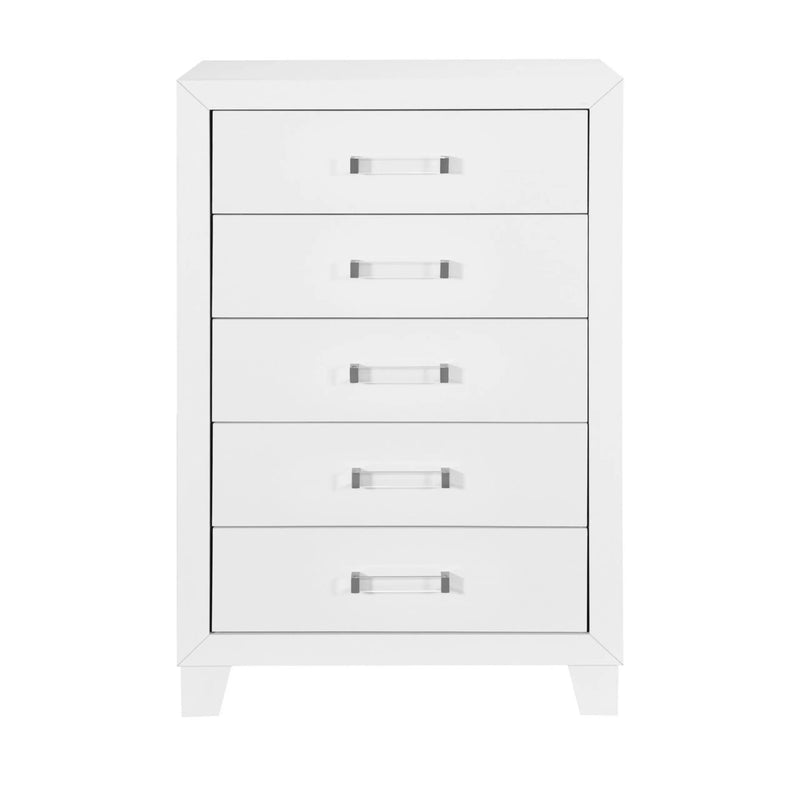 49" White Wood Five Drawer Dresser Homeroots Bed & Bath