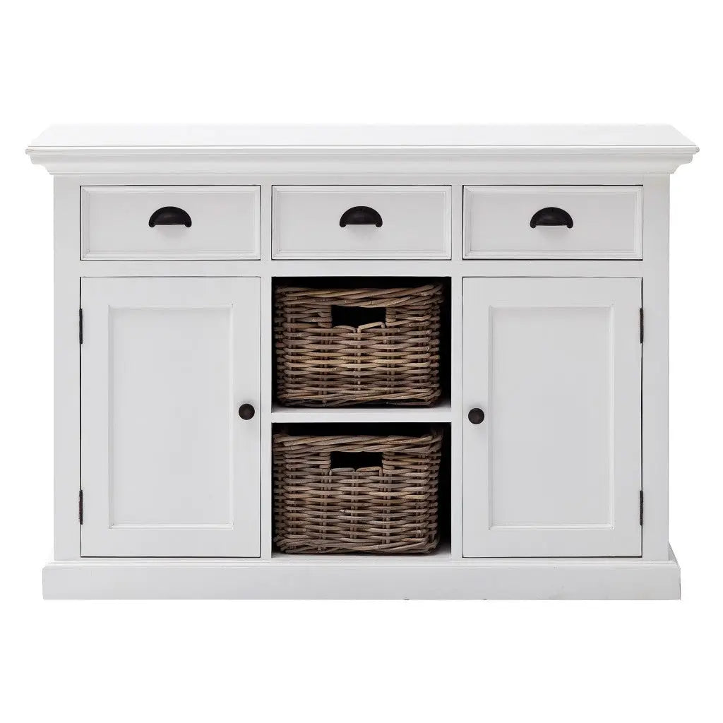 49" White Wood Three Drawer Sideboard with Two Doors Homeroots Kitchen & Dining