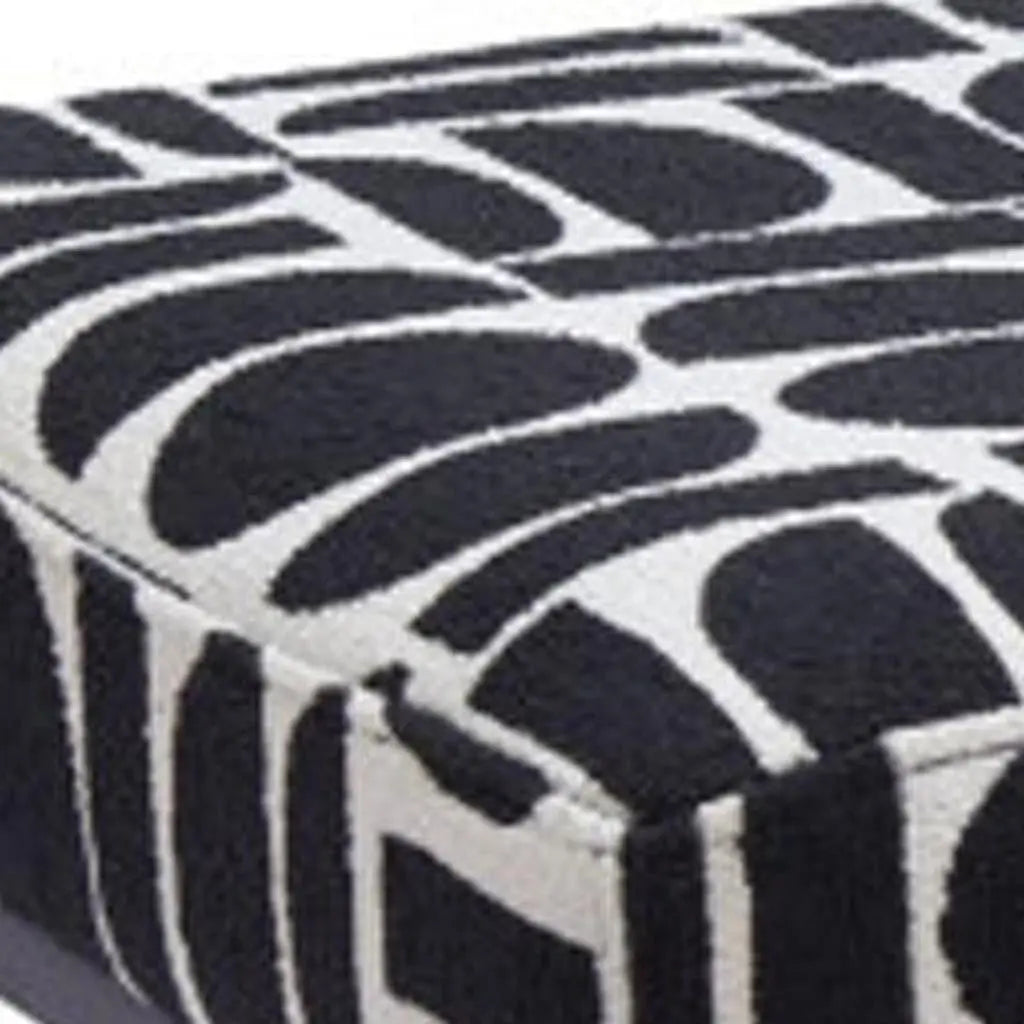 49" White and Black Fabric and Solid Wood Upholstered Bench Homeroots Living Room