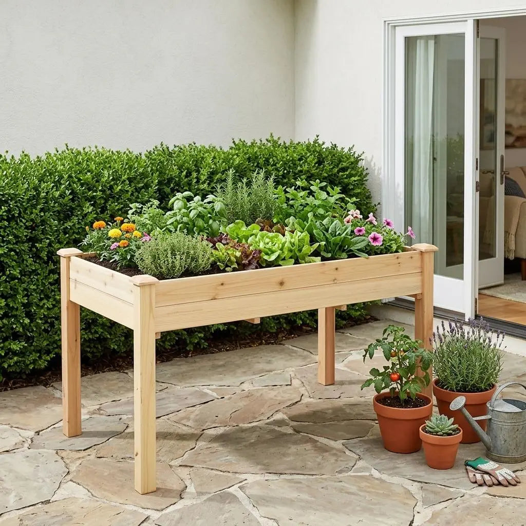 49" X 25" Natural Rectangular Raised Garden Bed Homeroots Outdoor