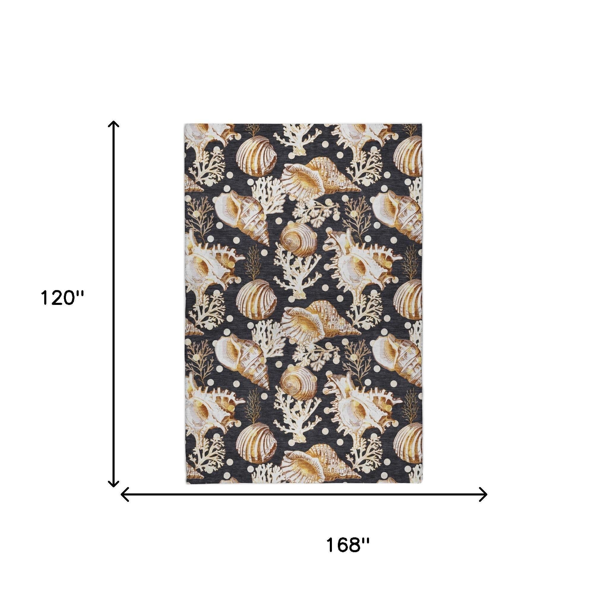 10' X 14' Midnight And Chocolate Animal Print Shag Washable Area Rug With UV Protection - Home & Garden