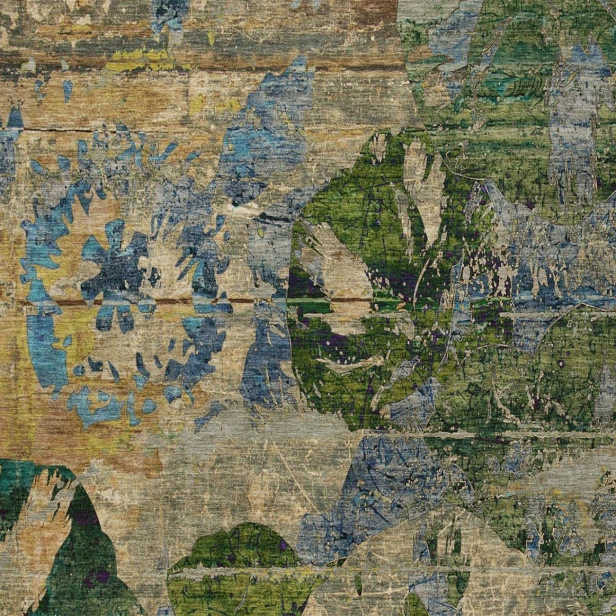 10' X 14' Taupe And Olive Green Abstract Shag Washable Area Rug With UV Protection - Home & Garden