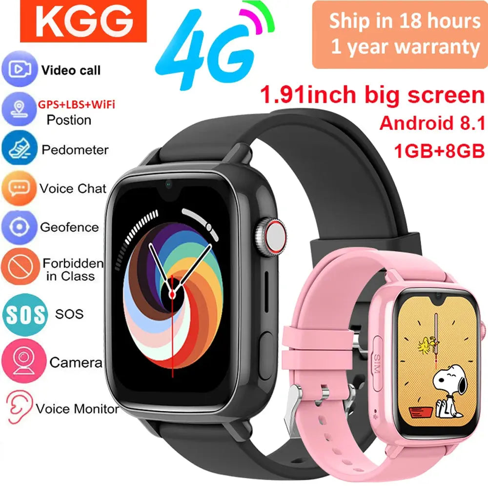 4G Smart Watch Kids GPS WIFI Video Call SOS APP Download Child Smartwatch Camera Monitor Tracker Location Phone Watch GreatEagleInc