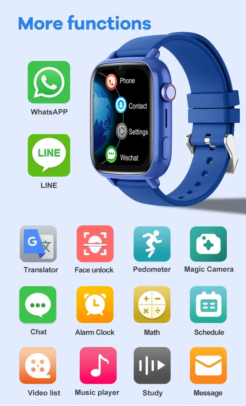 4G Smart Watch Kids GPS WIFI Video Call SOS APP Download Child Smartwatch Camera Monitor Tracker Location Phone Watch GreatEagleInc