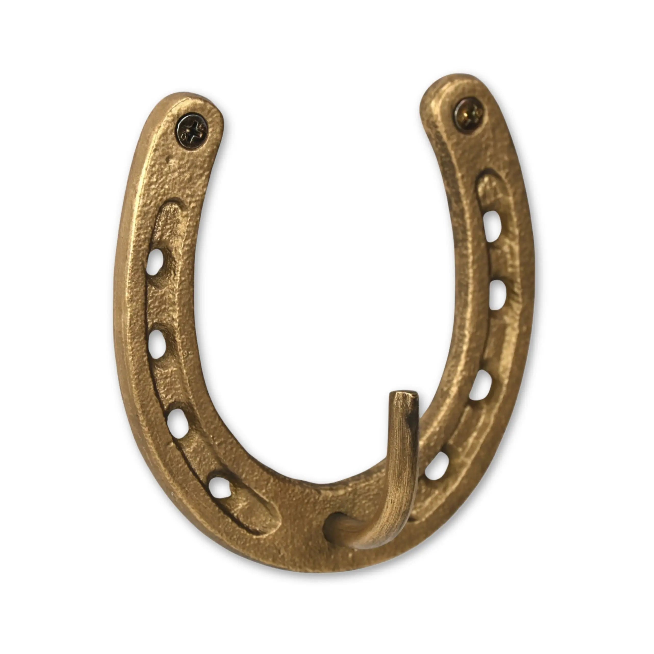 4" Antiqued Gold Cast Iron Horseshoe Wall Hook Homeroots Organization