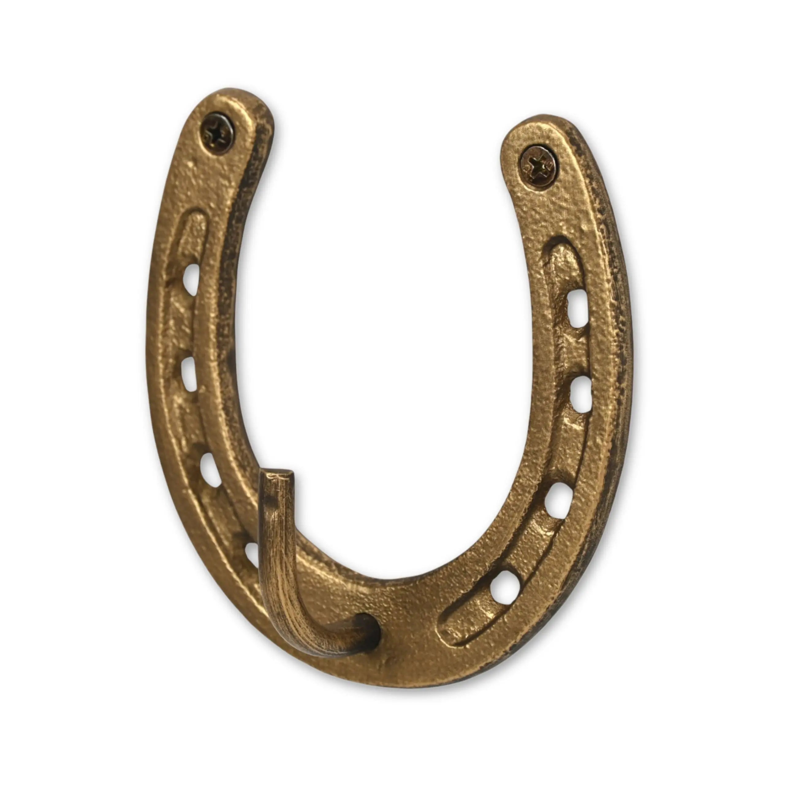 4" Antiqued Gold Cast Iron Horseshoe Wall Hook Homeroots Organization