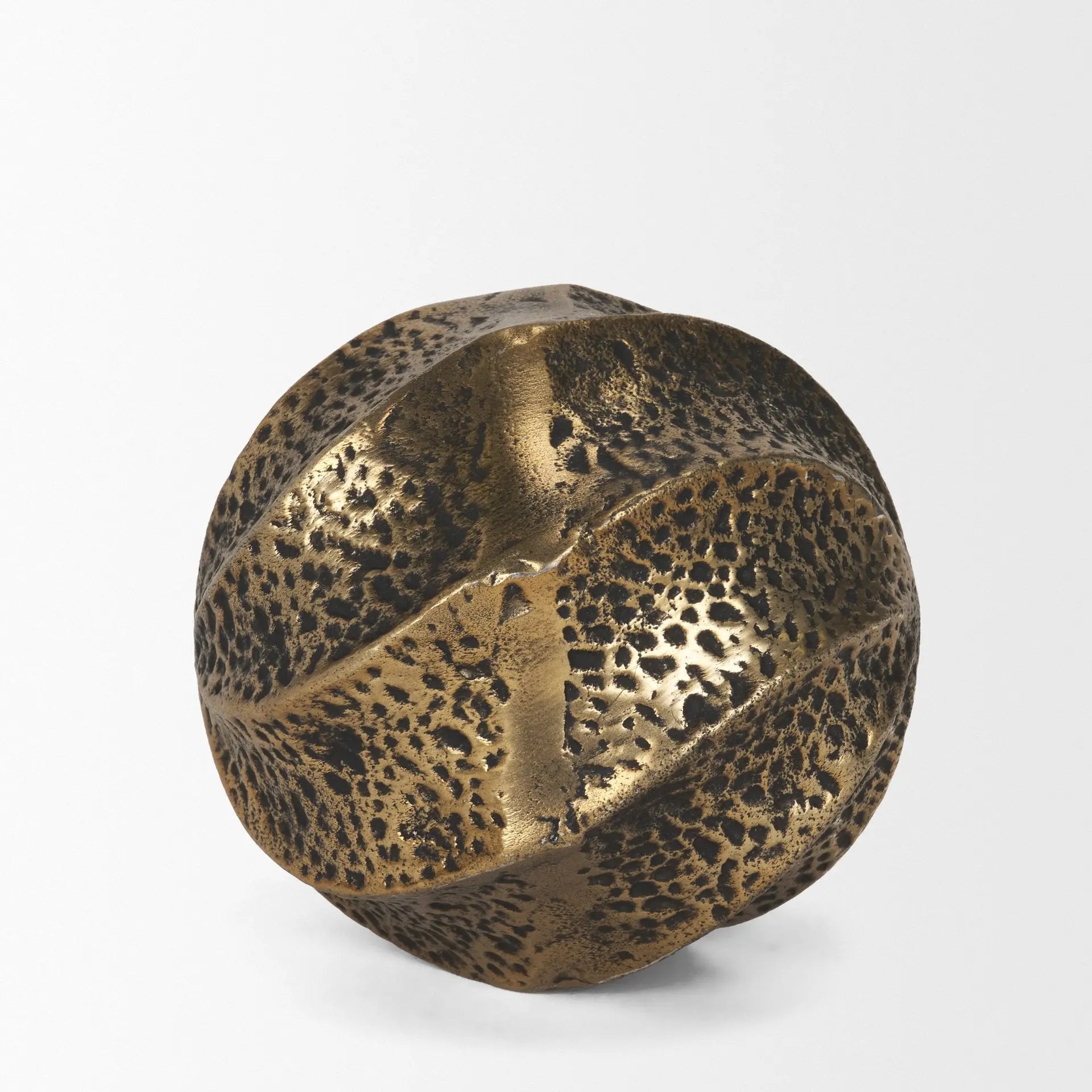 4" Antiqued Gold Metal Sphere Tabletop Sculpture Homeroots Home Decor