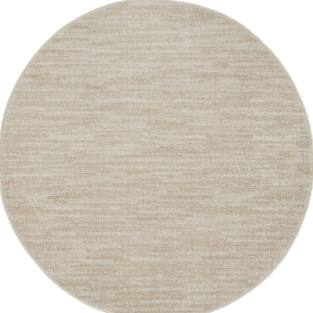 4' Beige And Ivory Round Indoor Outdoor Area Rug - GreatEagleInc