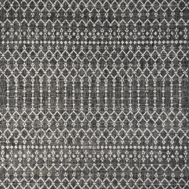 4' Black And Gray Square Trellis Indoor Outdoor Area Rug Homeroots Outdoor