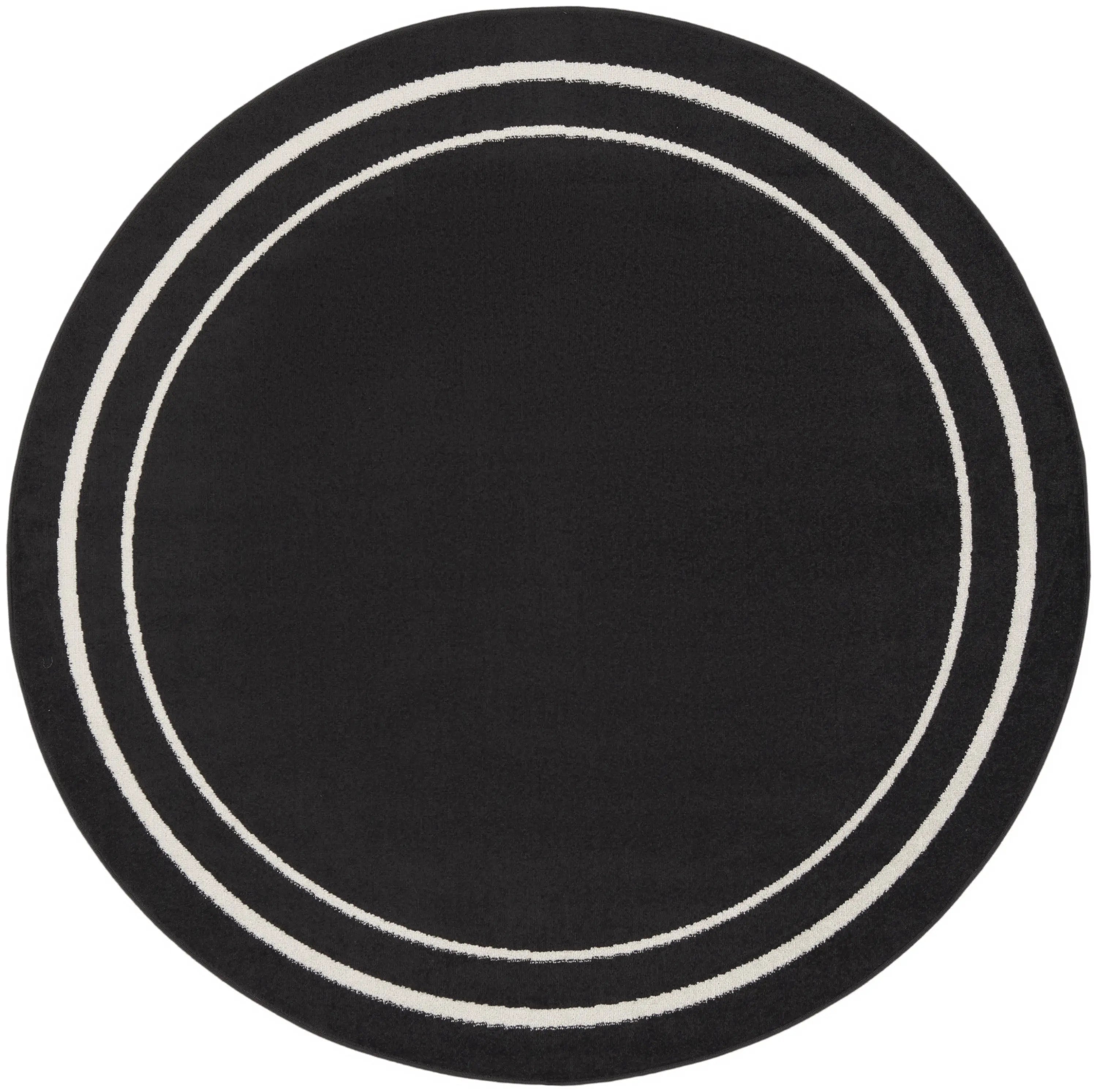 4' Black And Ivory Round Indoor Outdoor Area Rug Homeroots Outdoor