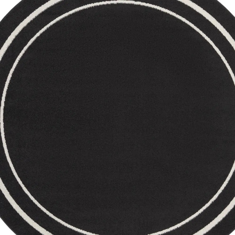 4' Black And Ivory Round Indoor Outdoor Area Rug Homeroots Outdoor