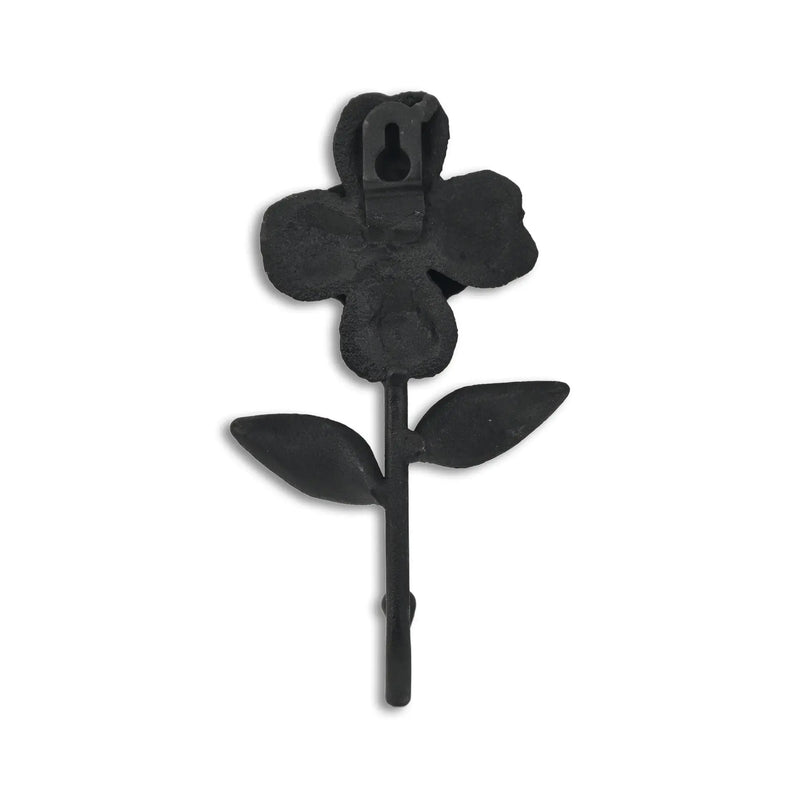 4" Black Cast Iron Flower Wall Hook Homeroots Organization