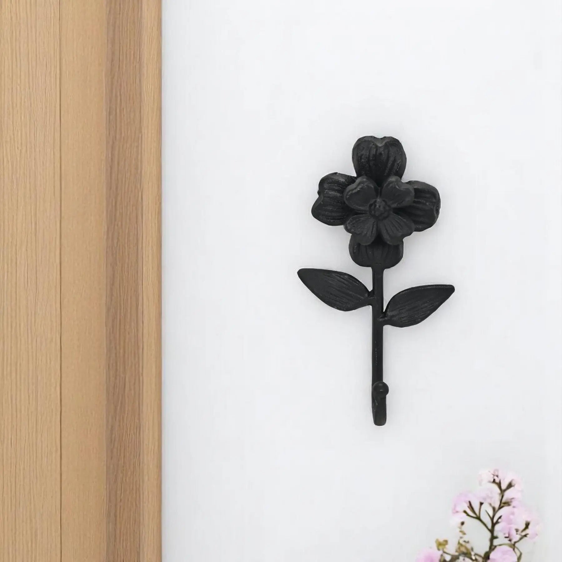 4" Black Cast Iron Flower Wall Hook Homeroots Organization