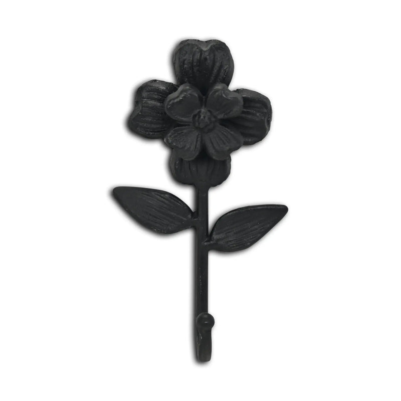 4" Black Cast Iron Flower Wall Hook Homeroots Organization
