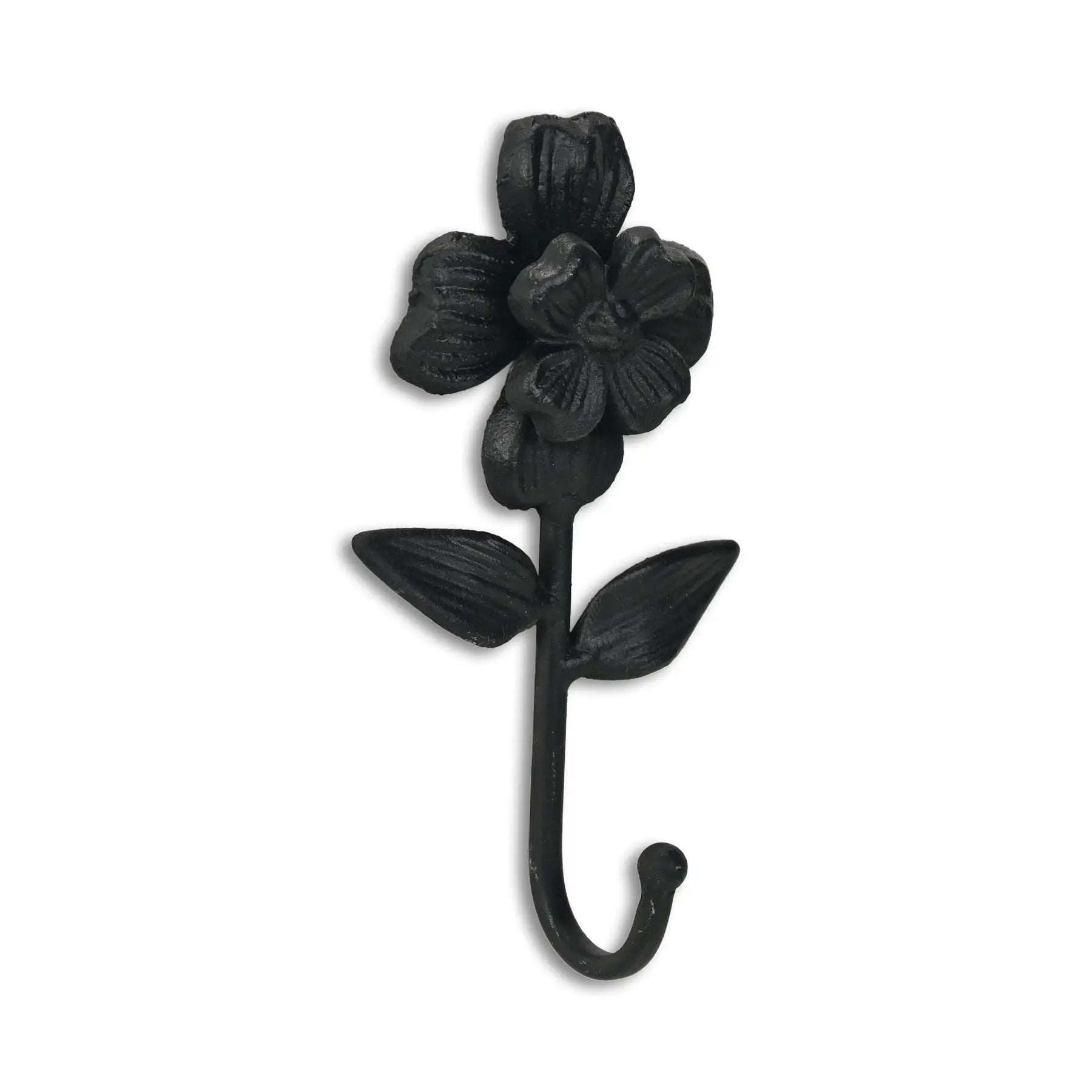 4" Black Cast Iron Flower Wall Hook Homeroots Organization
