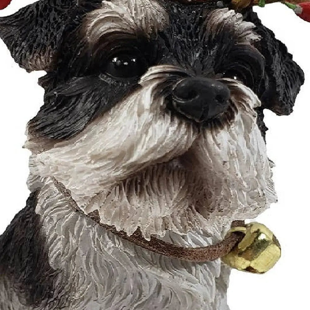 4" Black White And Gold Polyresin Dog Christmas Figurine GreatEagleInc