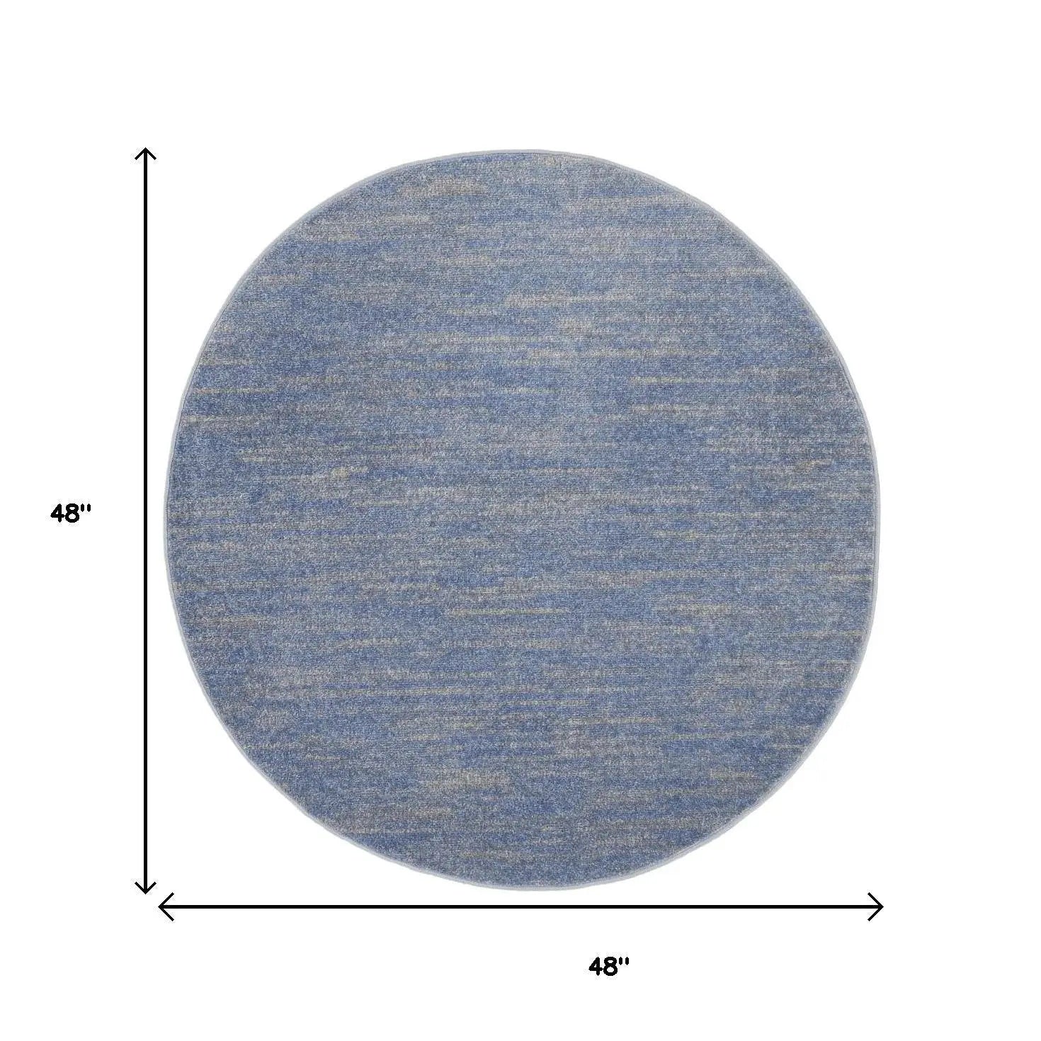 4' Blue And Gray Round Indoor Outdoor Area Rug - GreatEagleInc