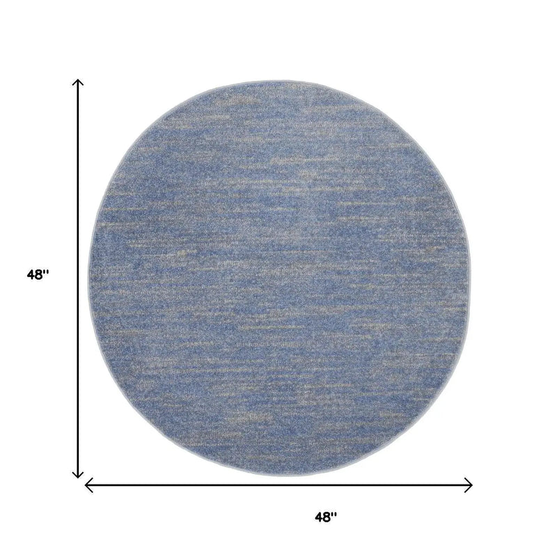 4' Blue And Gray Round Indoor Outdoor Area Rug - GreatEagleInc