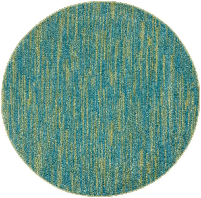 4' Blue And Green Round Indoor Outdoor Area Rug - GreatEagleInc