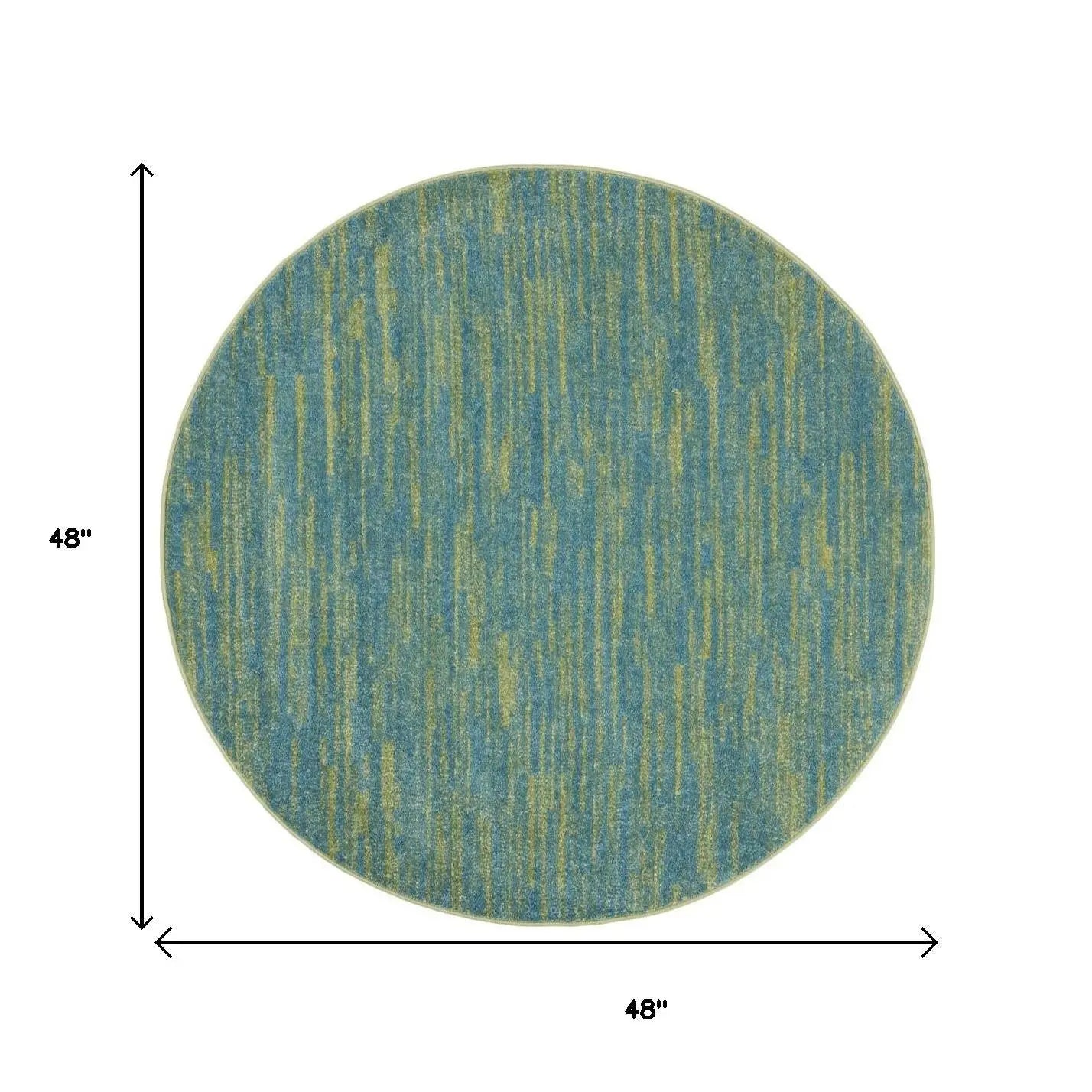 4' Blue And Green Round Indoor Outdoor Area Rug - GreatEagleInc