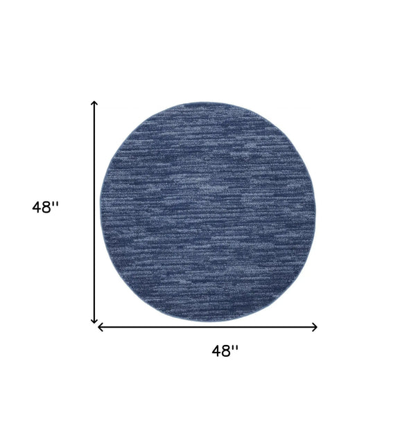 4' Blue Round Indoor Outdoor Area Rug - GreatEagleInc