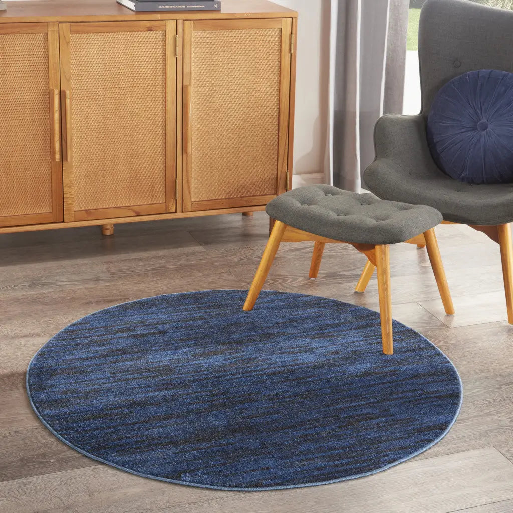 4' Blue Round Indoor Outdoor Area Rug Homeroots Outdoor